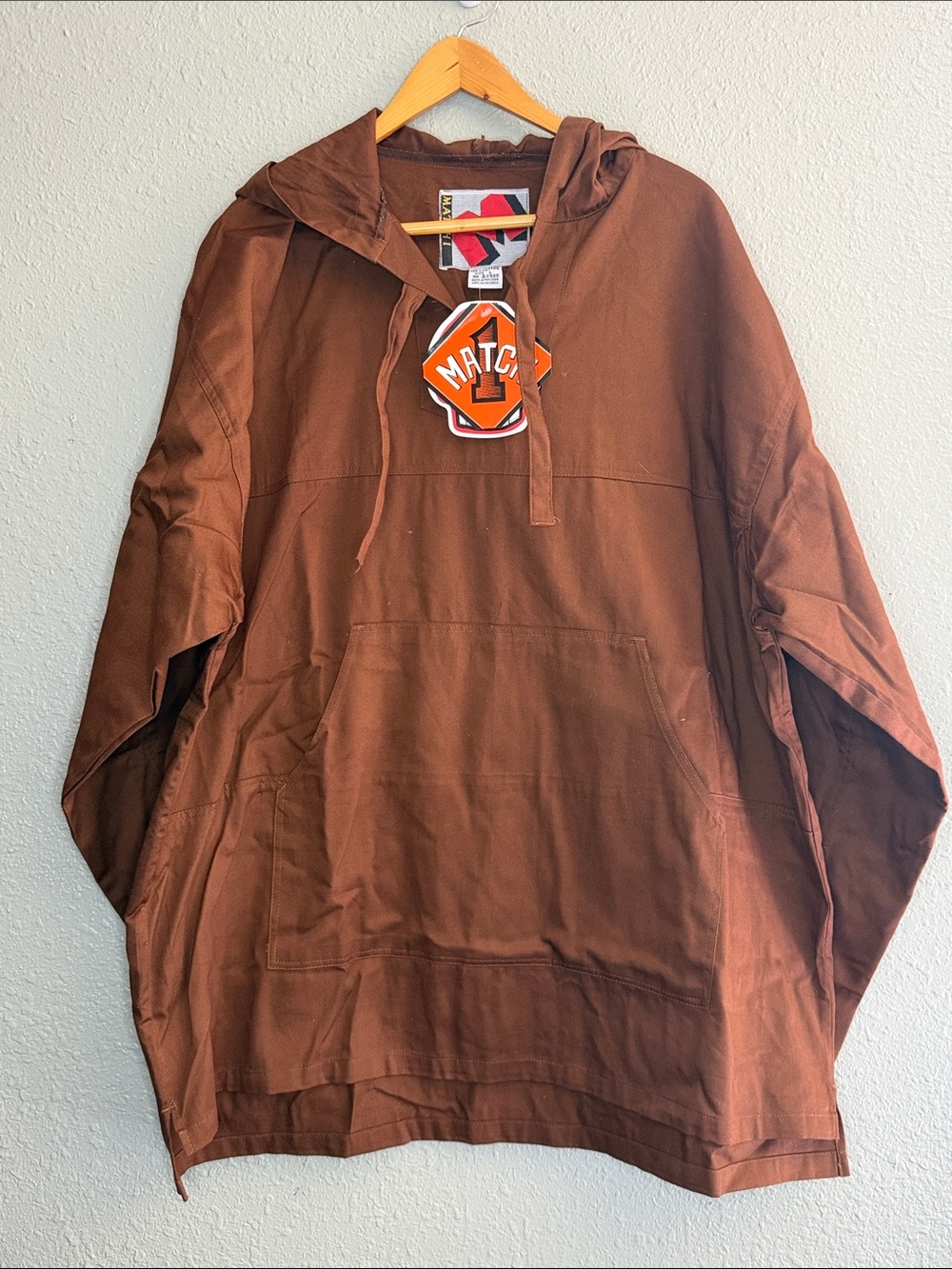 Match Men's Rust Brown Hooded Shirt Jacket